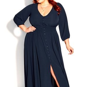 City Chic Desire Maxi Dress Navy Sz 18 NWT